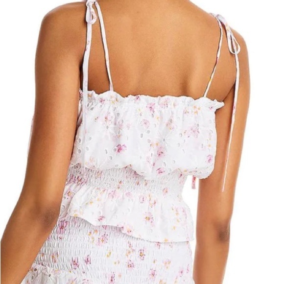 Lucy Paris eyelet pink floral print blouse - Picture 2 of 12